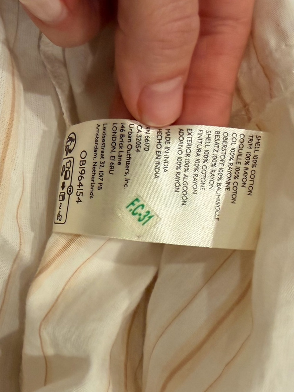 Free People Cropped Tie Front Blouse Size M Cream Stripe Long Sleeve Boho - Picture 3 of 3